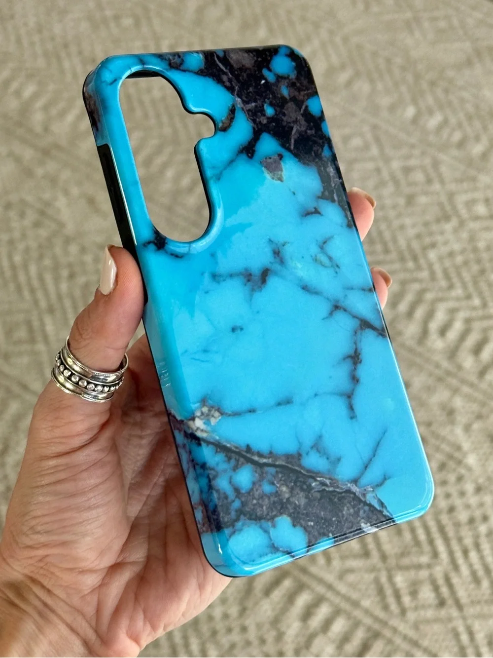 Turquoise Marble Print Protective Phone Case for Galaxy S26 with MagSafe Magnet